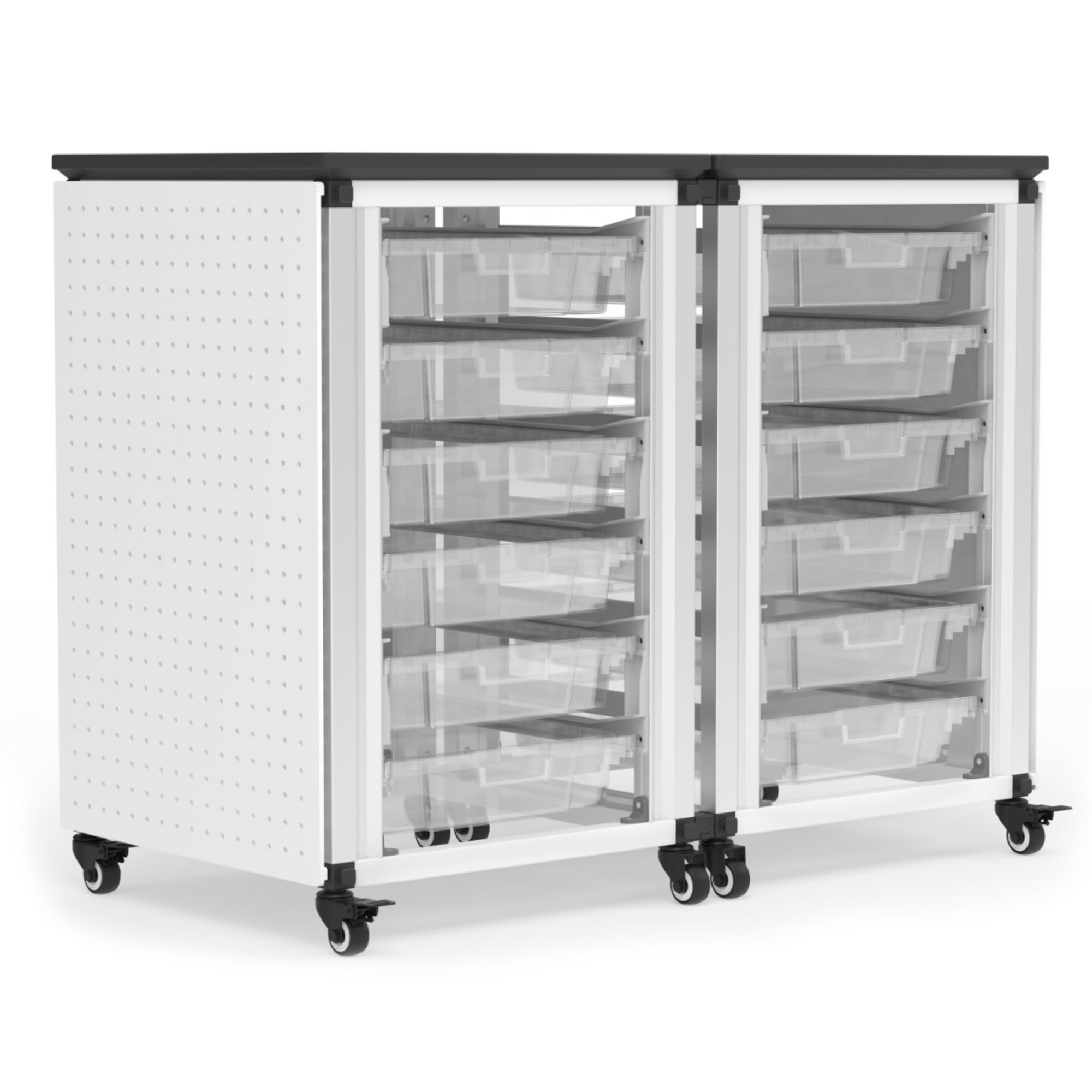 Luxor Luxor - 2 side-by-side modules with 12 small bins, Total Capacity 440 lb, Material Type Aluminum, Top Shelf Height 28.75 in, Model# MBS-STR-21-12S